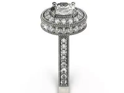 Round diamond engagement ring 3D print model buy
