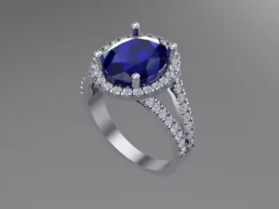 Oval halo Ring RIng Size 4 and one quarter 3D print model