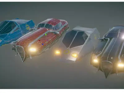 Fly Cars Pack 2 Low-poly 3D model