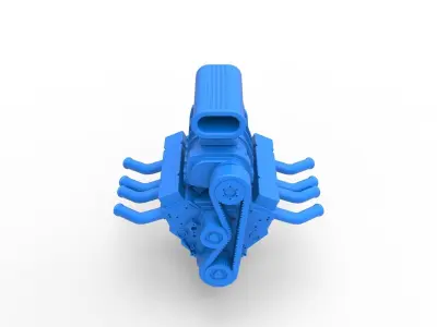 Engine V8 for vintage dragster Version 5 Scale 1 to 25 3D print model