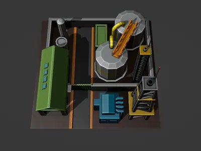 Oil Refinery Low-poly 3D model