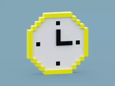 Voxel Yellow Clock Low-poly 3D model