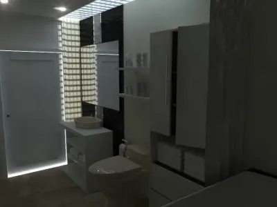 Narrow bathroom design 3D model