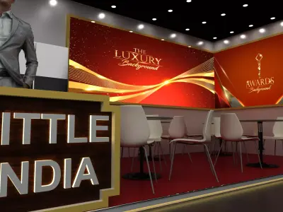 Luxury Little India 3 Side Wall 3x8 Exhibition Booth Free 3D model