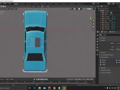 low-poly 3D model car in software Low-poly 3D model