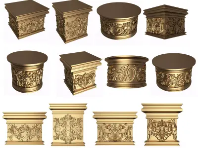 Collection of Capitals 03 Low-poly 3D model