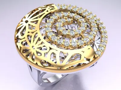  Mesh flower ring - Italian rings - Womens Rings - N6442 3D print model