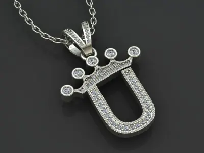 U letter pendant 3D print model