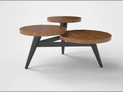 Multilevel Coffee Table natural wood Low-poly 3D model