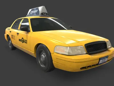 New York Taxi Low-poly 3D model