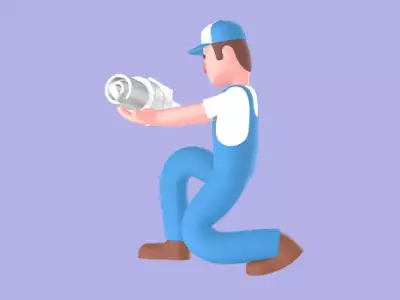 Stylized 3D Mechanic Character - Cartoon Spark Plug 3D model