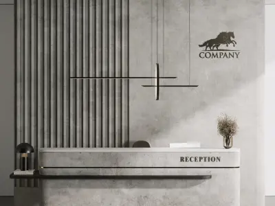 Reception desk office furniture 05 3D model