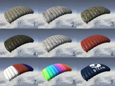 Parachute Pack -  Animated game ready   Low-poly 3D model
