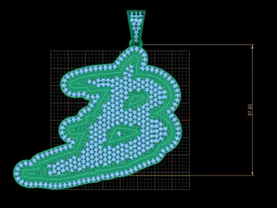 HIP HOP STYLISH ALPHABET B PENDANT 3D PRINTABLE MODEL 3D print model