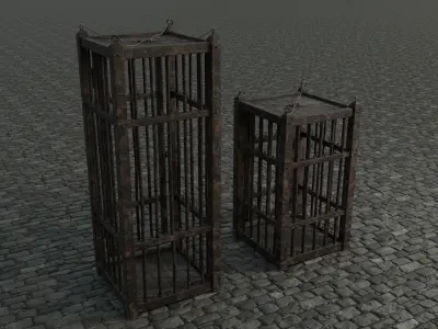 Medieval Cages 3 low-poly PBR  Low-poly 3D model