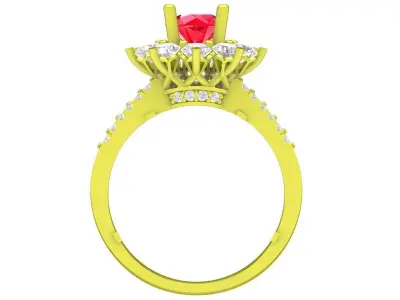 Luxury Floral Cluster Gemstone Women Ring 3D Jewelry Model  4087 3D print model