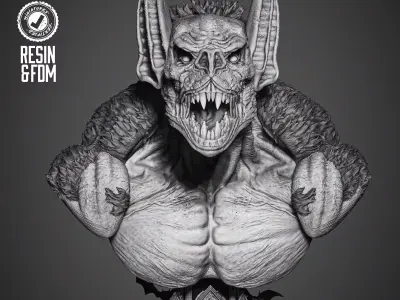 B3DSERK Man Bat Bust Portrait 3D print model