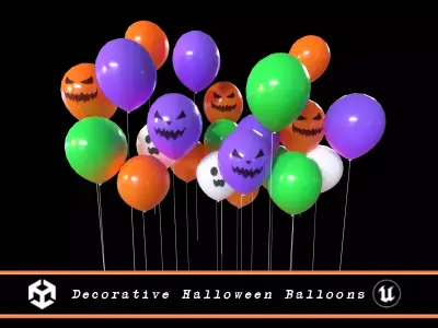 Decorative Halloween Balloons Low-poly 3D model