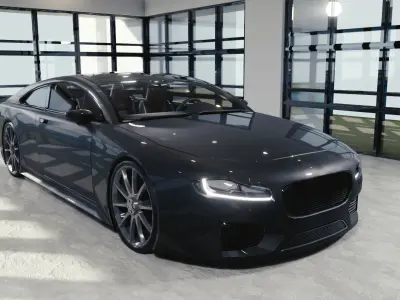 BLENDER EEVEE Brandless Mid Size 2 door coupe Low-poly 3D model