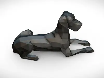 great dane figure low poly 3D print model