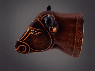 Wooden bull head decor 3D print model