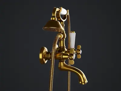 Vintage Bathtub Faucet PBR 3D model