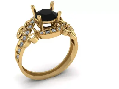 ELEGANT BLACK CRYSTAL RING 3D PRINTABLE MODEL 3D print model