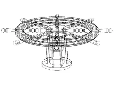 Wooden Ship Wheel Table 3D model