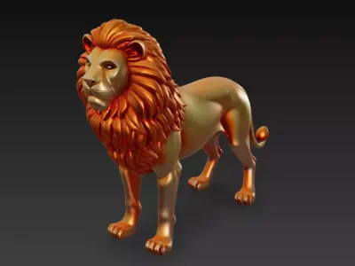 Golden Majesty Lion - Regal Sculpture 3D Model 3D print model