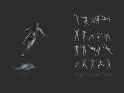 Rugby Poses 01  3D print model