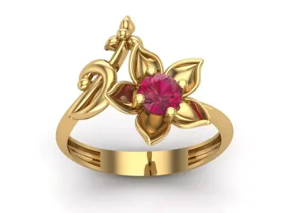 Womens Rings With Stone Ring Ready STL 3DM Models Rings women 3D print model 8
