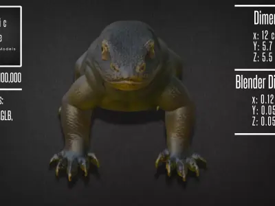Realistic Komodo Dragon Model 3D model