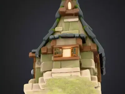 Enchanted Cottage High-Quality 3D Blender OBJ and FBX Model 3D model