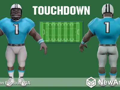 American Football Touchdown Character 03A Low-poly 3D model
