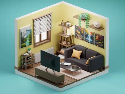Living room 3D model 36
