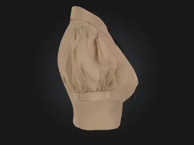 Puff Sleeve Khaki Blouse  Classic Comfort with a Touch  3D model