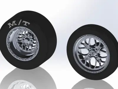 Set of wheel KEIZER Slepen for scale model of dragster 3D print model