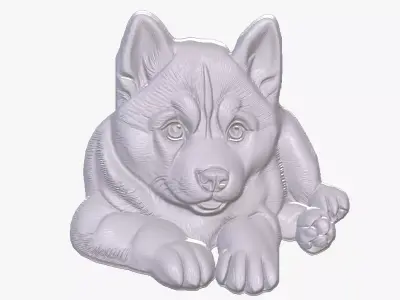 Puppy Husky 4 basrelief for 3D printing 3D print model