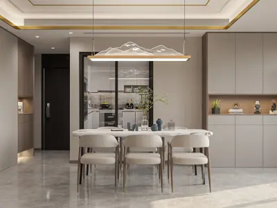 Chinese light luxury restaurant 3D model