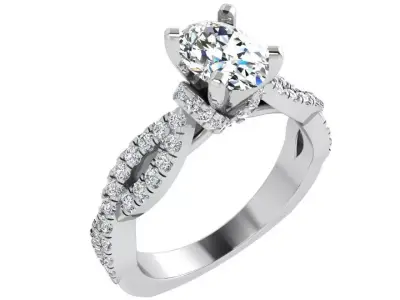 Oval Diamond Twisted Euro Shank Ring 4243 3D print model