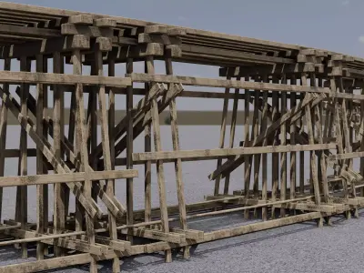 Wooden trestle PBR 4K Low-poly 3D model