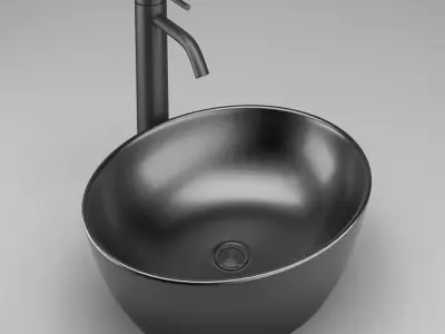 black bathroom sink 3D model