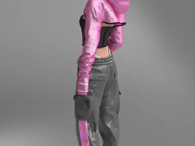 Sporty Set with Crop Hoodie 3D model