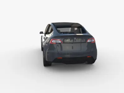 Tesla Model Y RWD Midnight Silver with interior and chassis 3D model