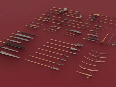 Stylized Fantasy Equipments Pack Low-poly 3D model