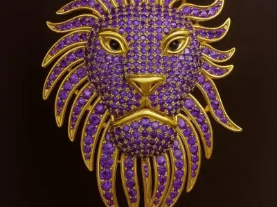 Lion Head Pendant 3DM Model 3D print model