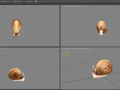 Cartoon brown snail  Low-poly 3D model