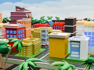 Low Poly Cartoon City Pack  3D model