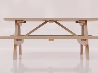 Picnic Table 3 colors Low-poly 3D model