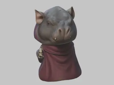 Moodeng hippo warlock Low-poly 3D model